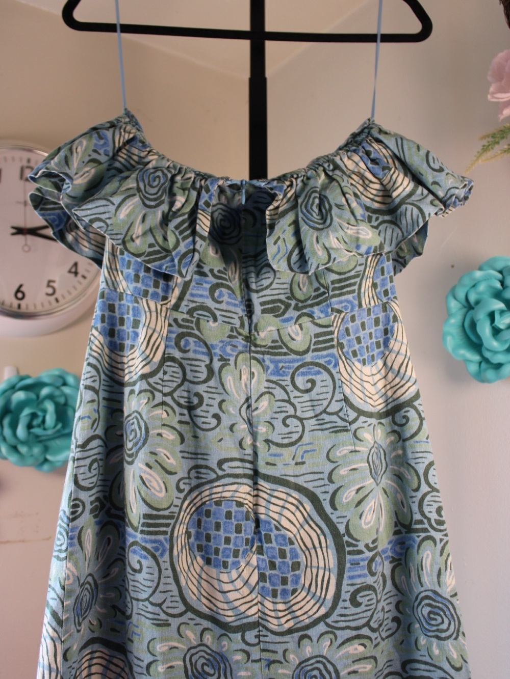 RHODE Teal and Green Strapless Ruffle Midi Dress Size 12 - Picture 12 of 16